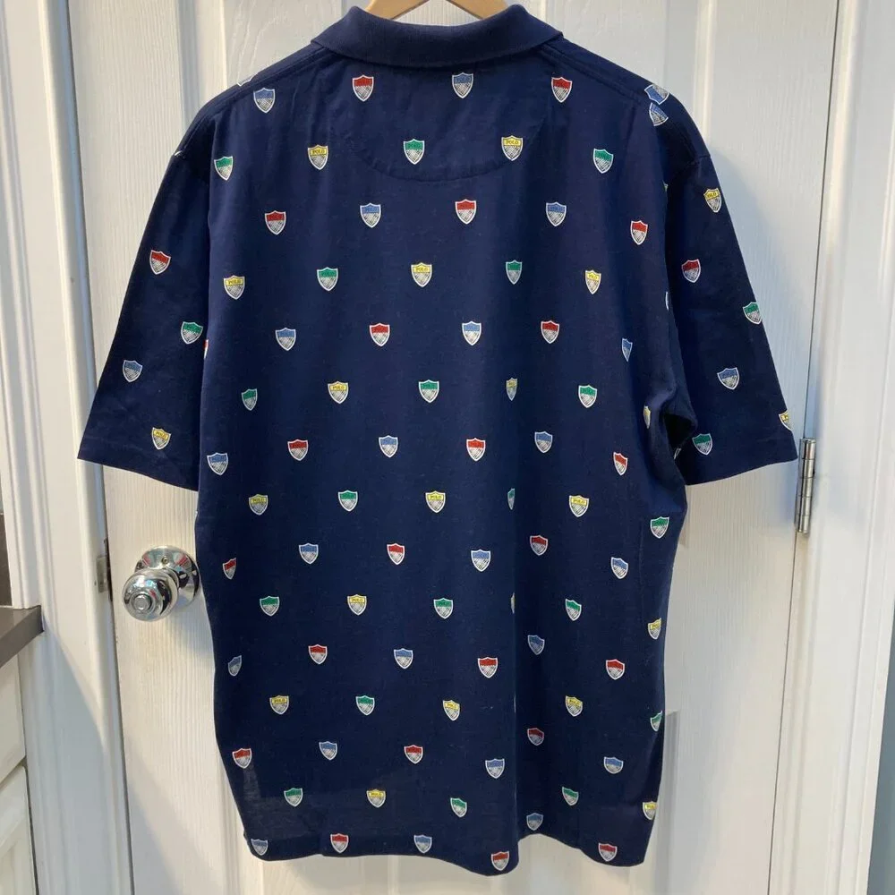 Vintage 90s Polo Golf Ralph Lauren Shields All Over Print Size Medium